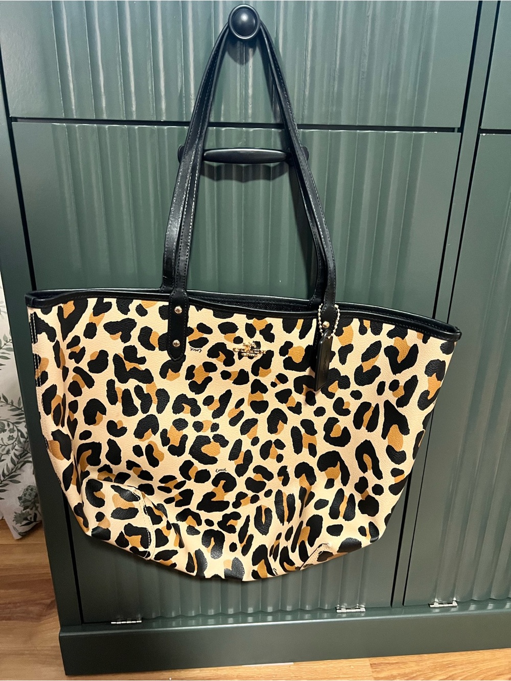 Coach Leopard-Print Tote with Black Trim